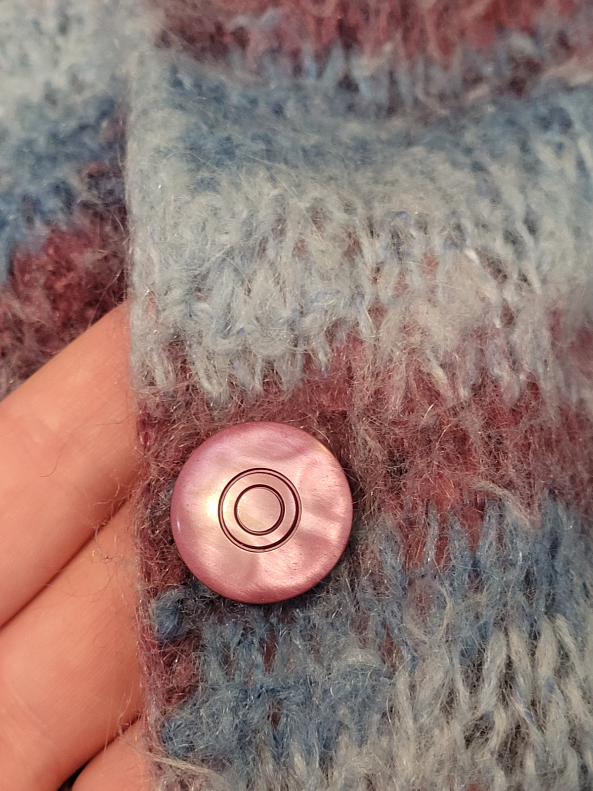 Purple Blue Hand Knit Vintage Cardigan