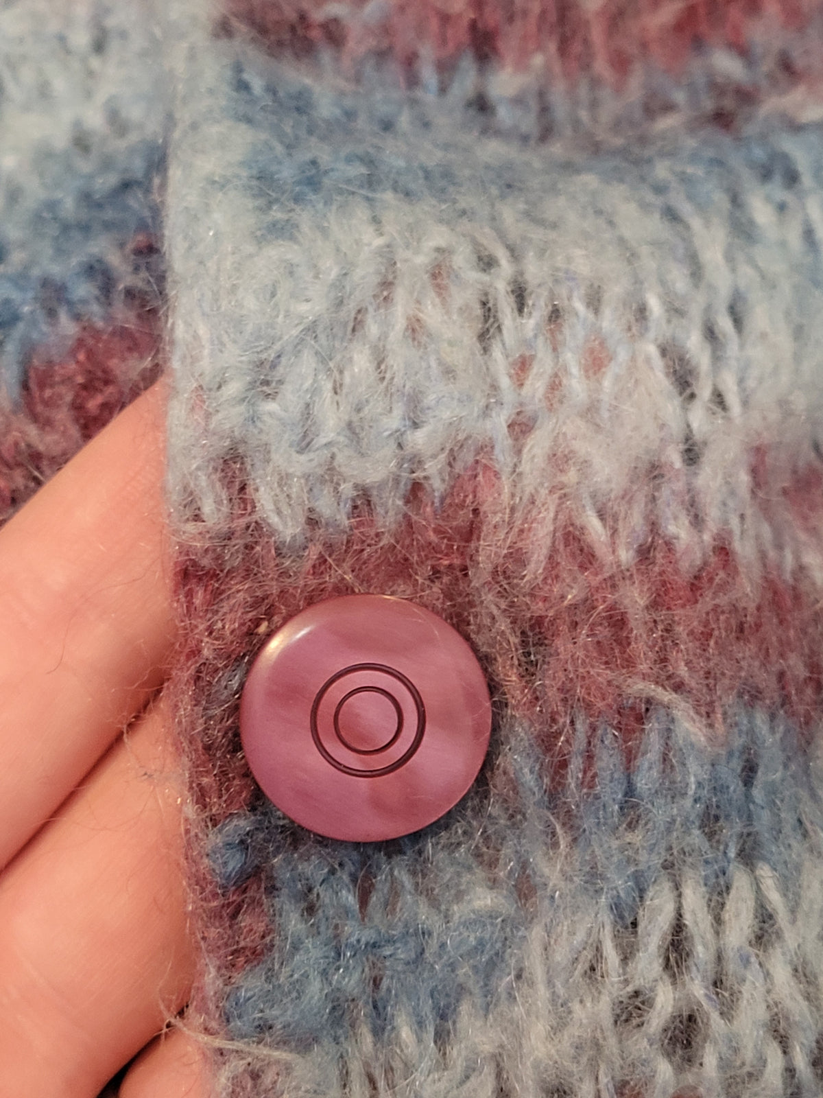Purple Blue Hand Knit Vintage Cardigan