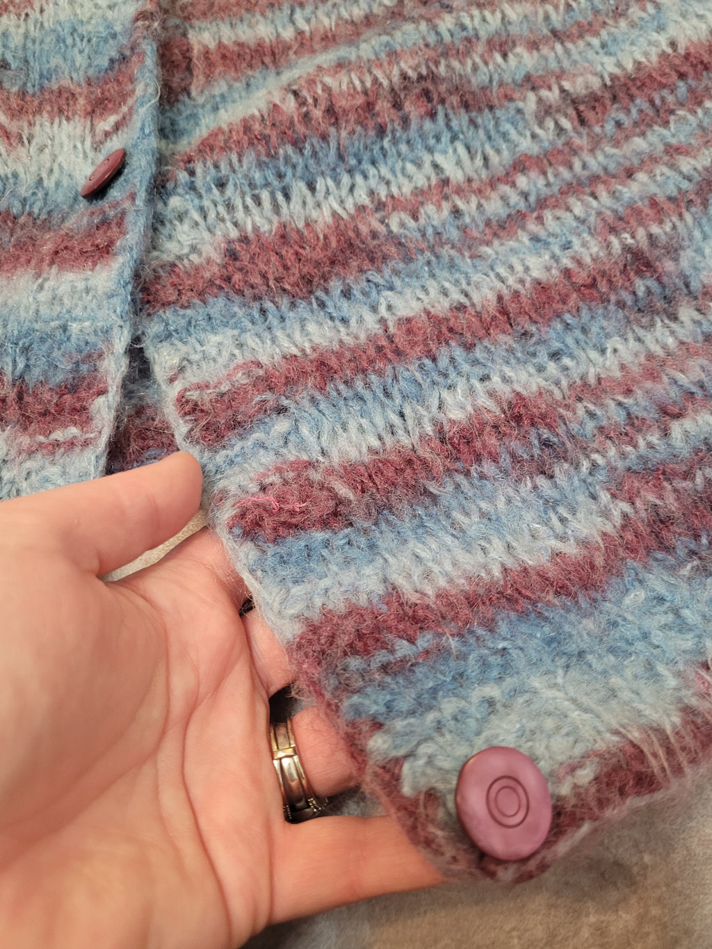 Purple Blue Hand Knit Vintage Cardigan