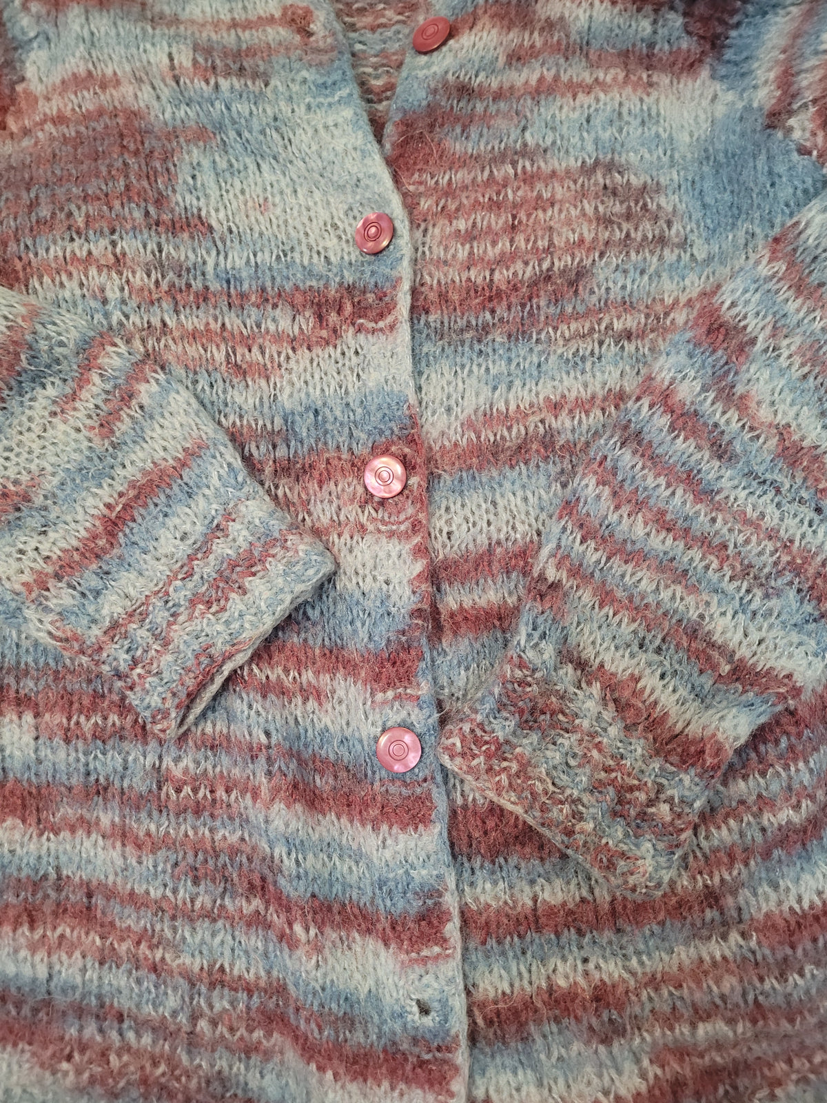 Purple Blue Hand Knit Vintage Cardigan