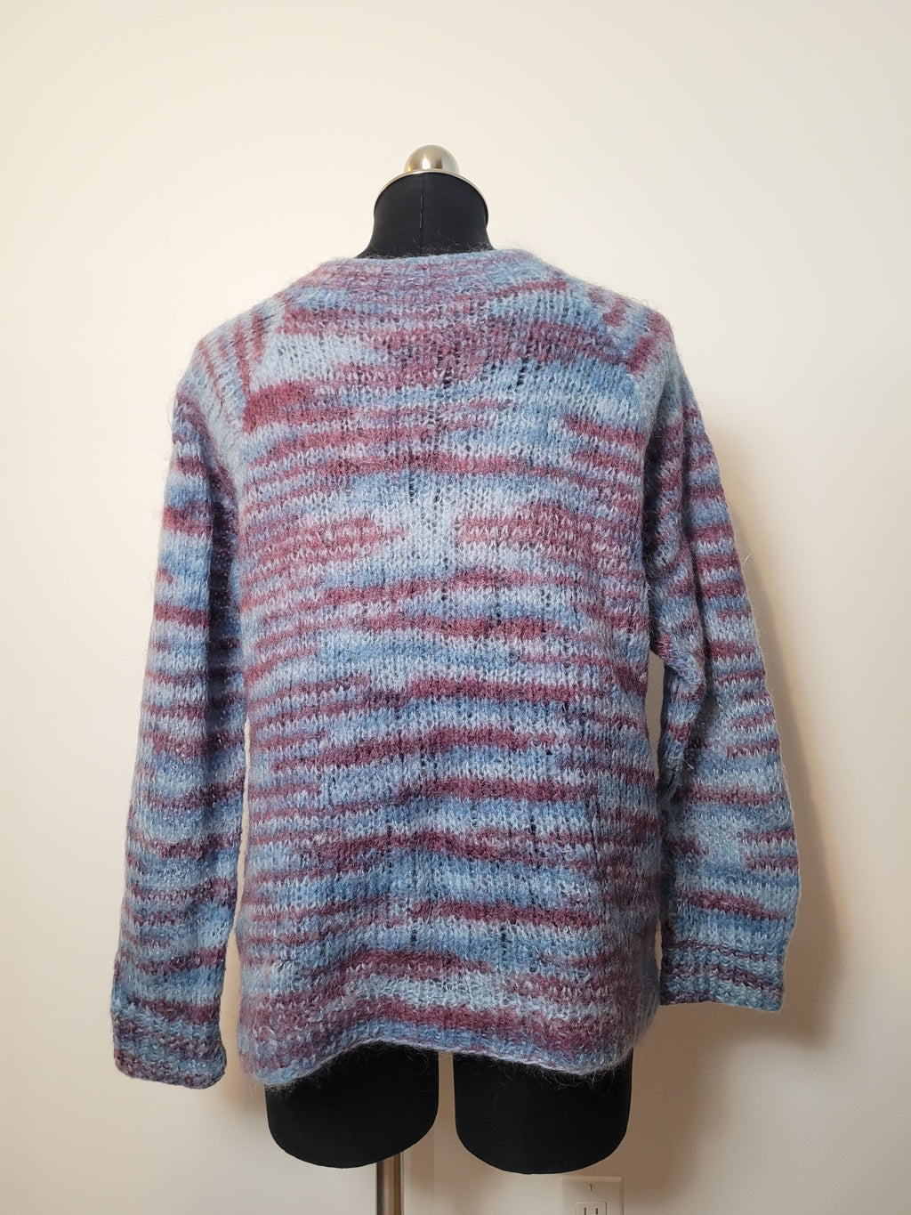Purple Blue Hand Knit Vintage Cardigan