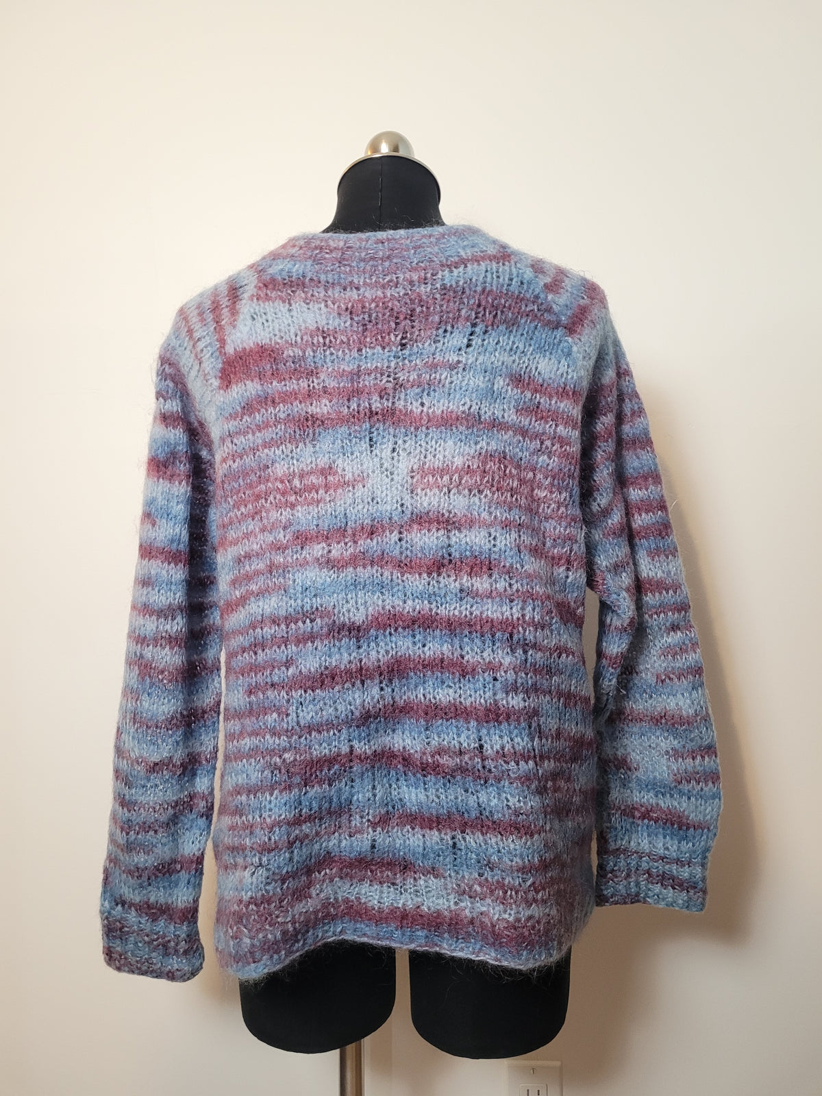 Purple Blue Hand Knit Vintage Cardigan