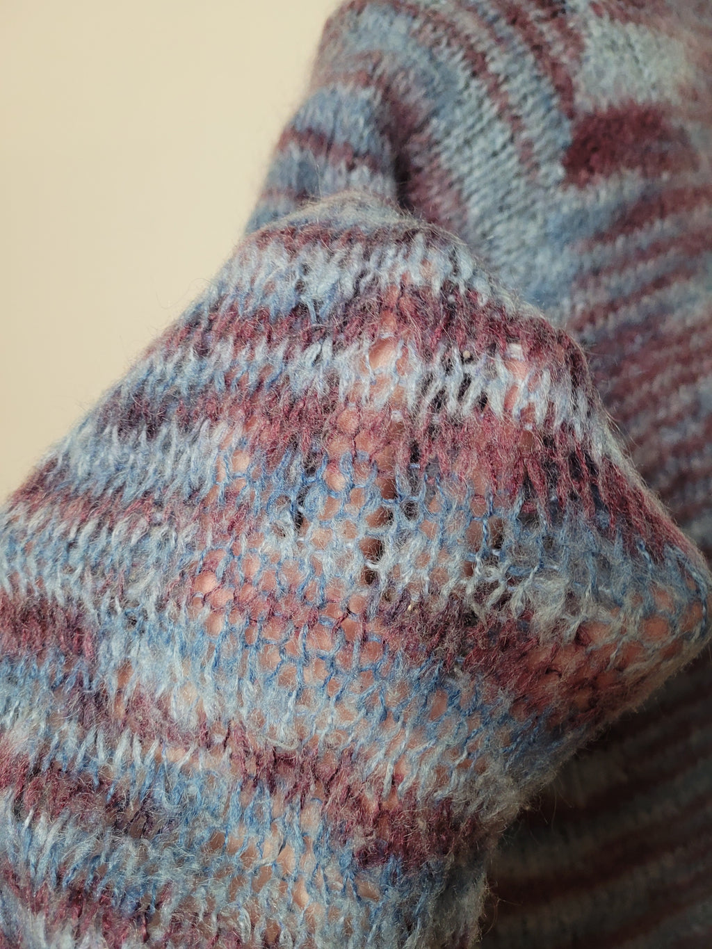 Purple Blue Hand Knit Vintage Cardigan