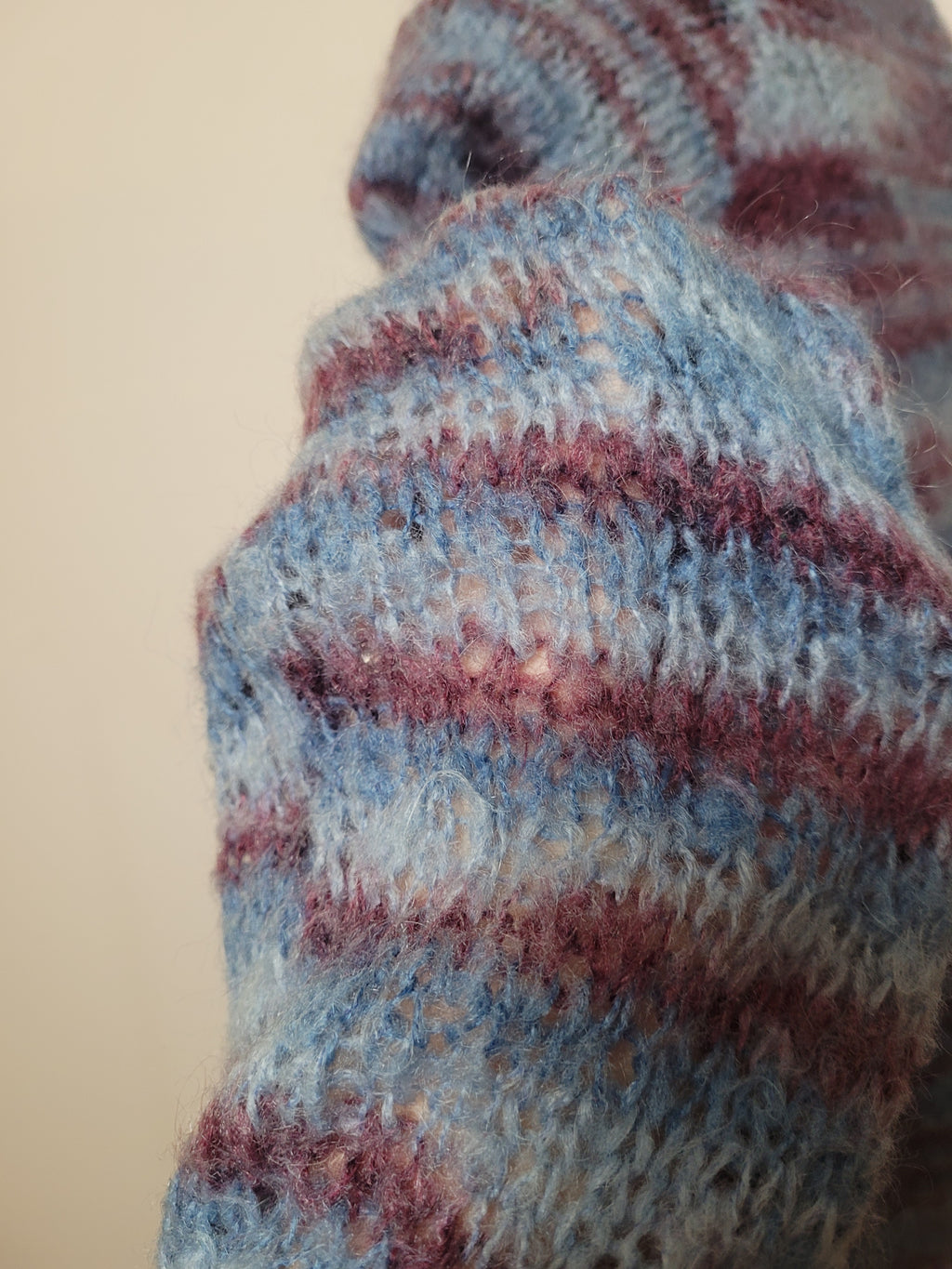Purple Blue Hand Knit Vintage Cardigan