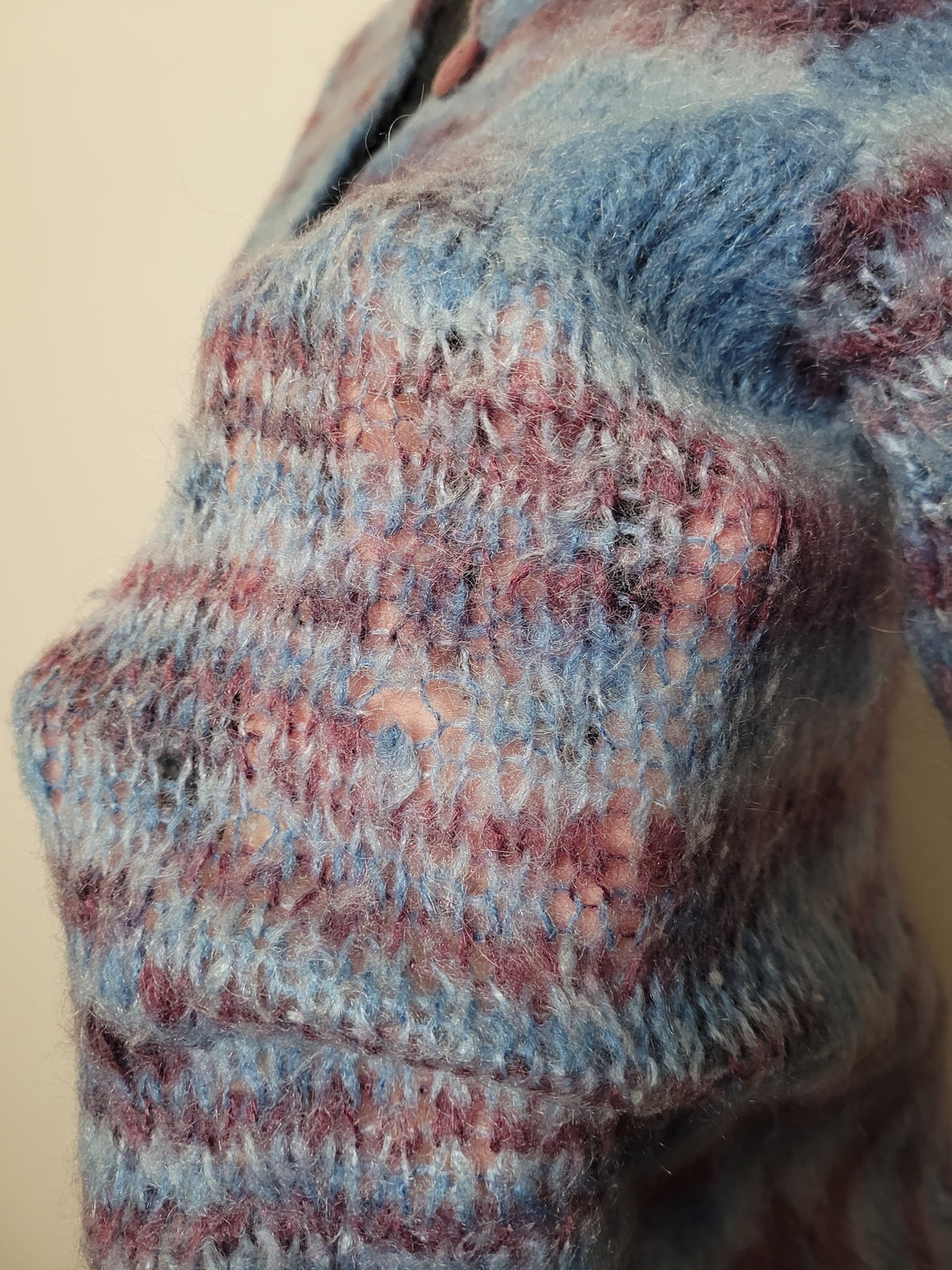 Purple Blue Hand Knit Vintage Cardigan
