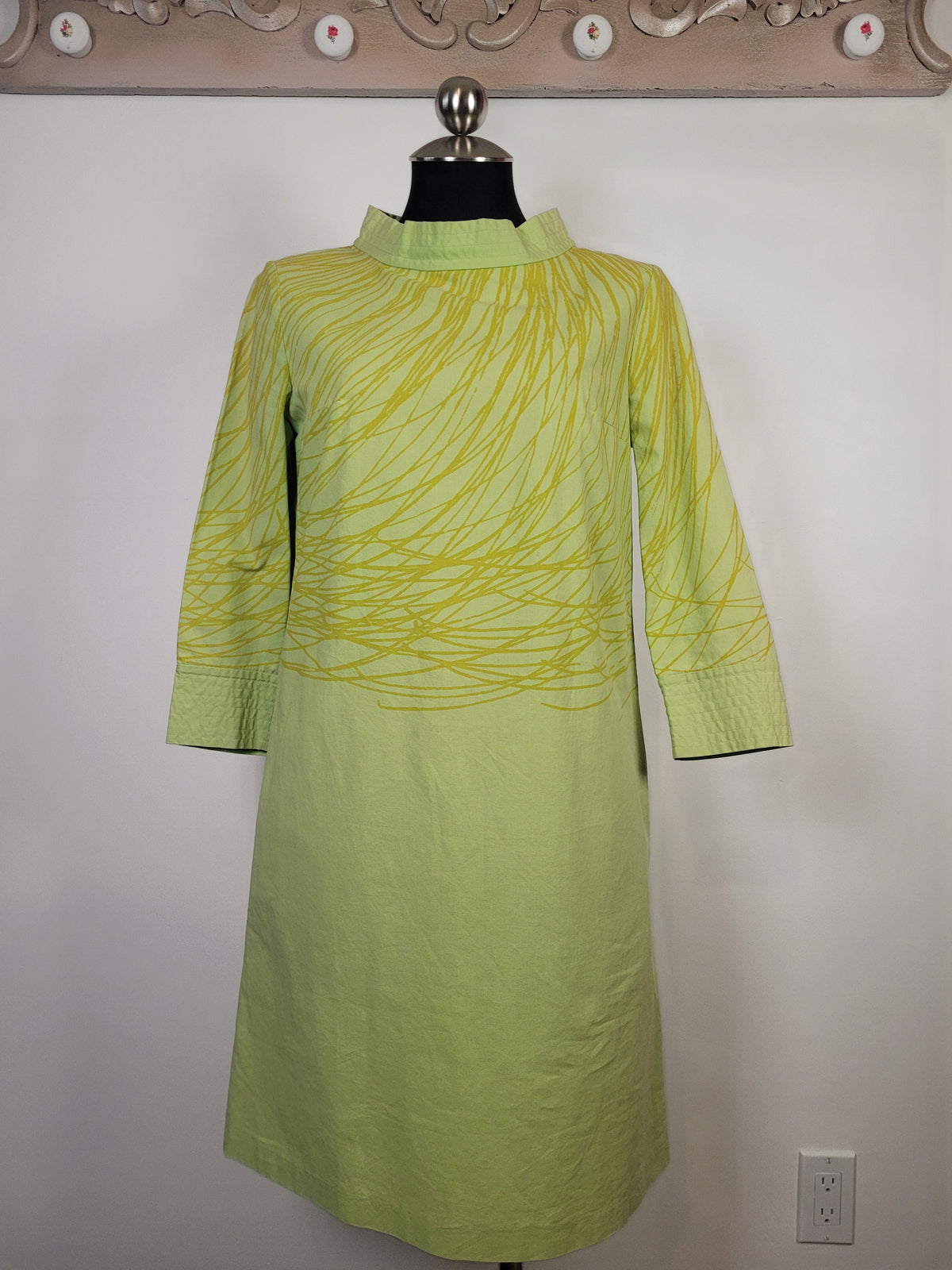 60s Green Vuokko Screen Printed Mini Dress