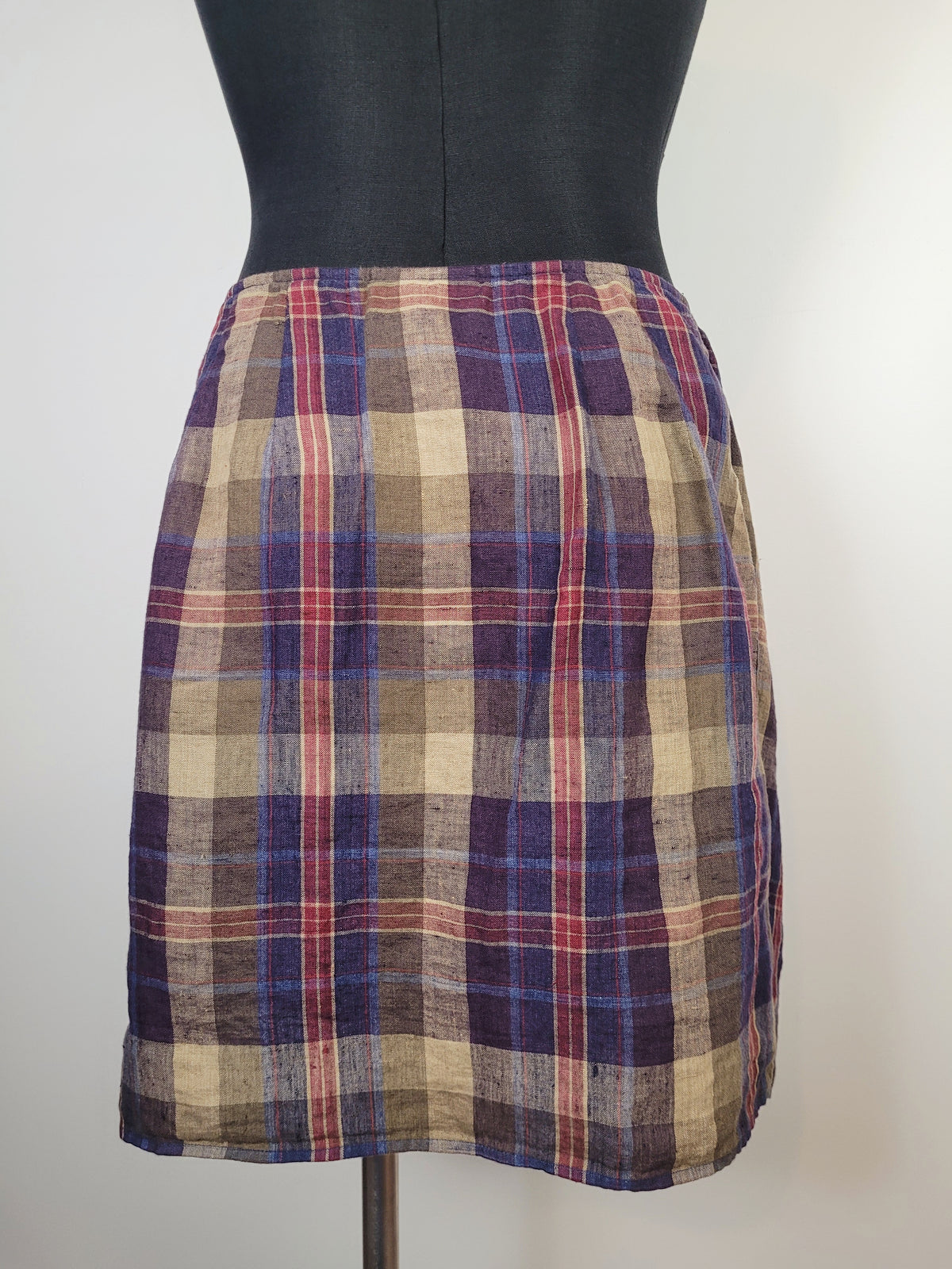 Ralph Lauren Linen Plaid Wrap Skirt