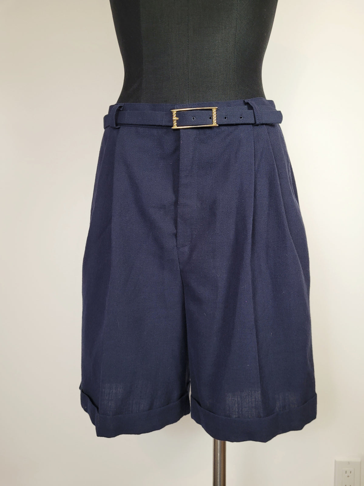 Emblem Navy Wool Shorts