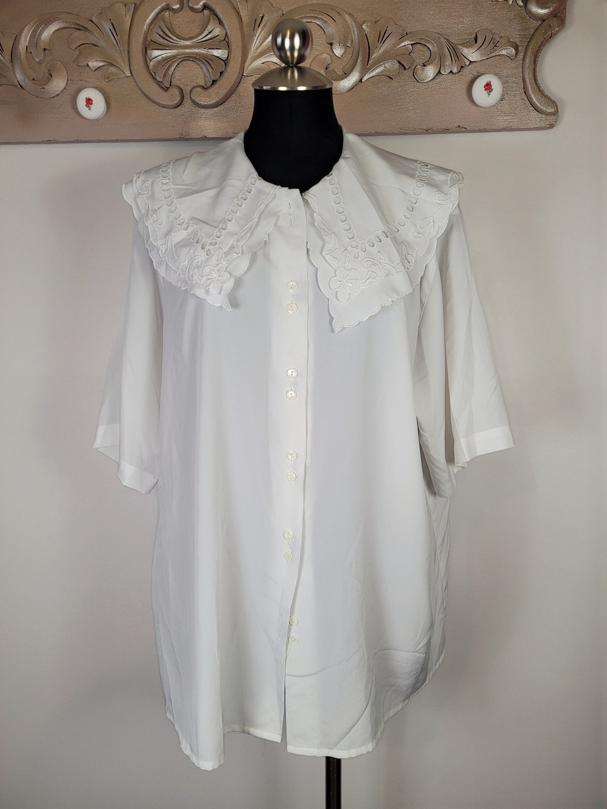 80s White Double Collar Shirt