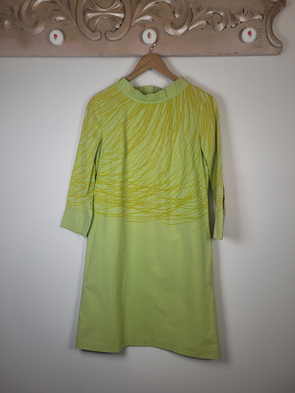 60s Green Vuokko Screen Printed Mini Dress