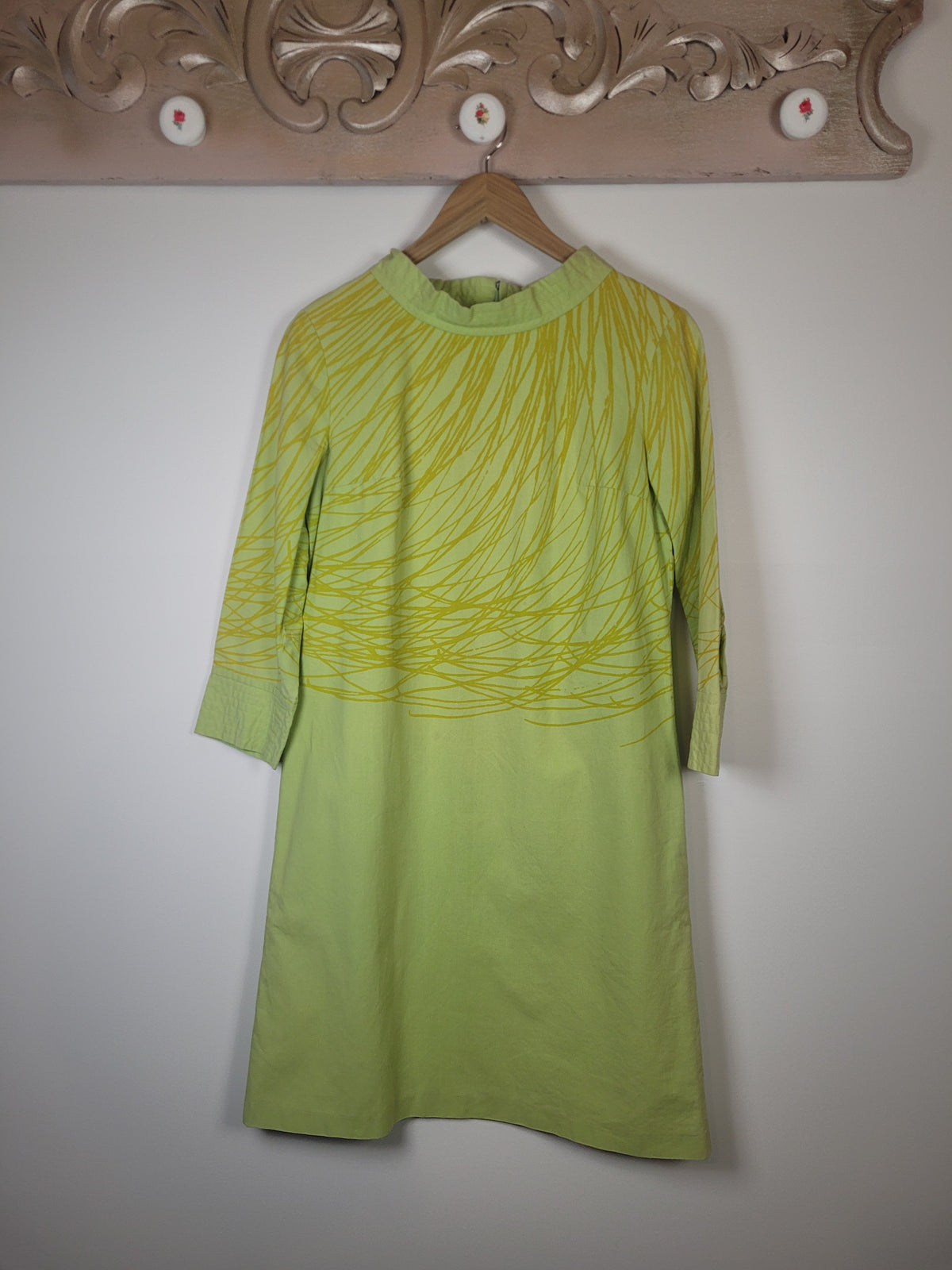 60s Green Vuokko Screen Printed Mini Dress