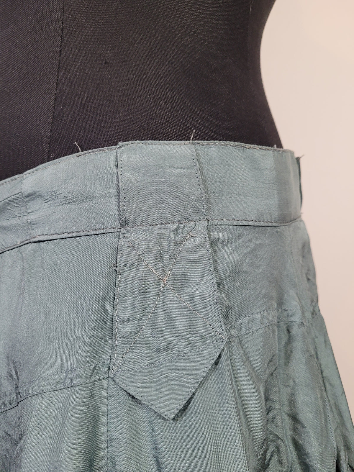Teal Blue Silk Button Up Maxi Skirt
