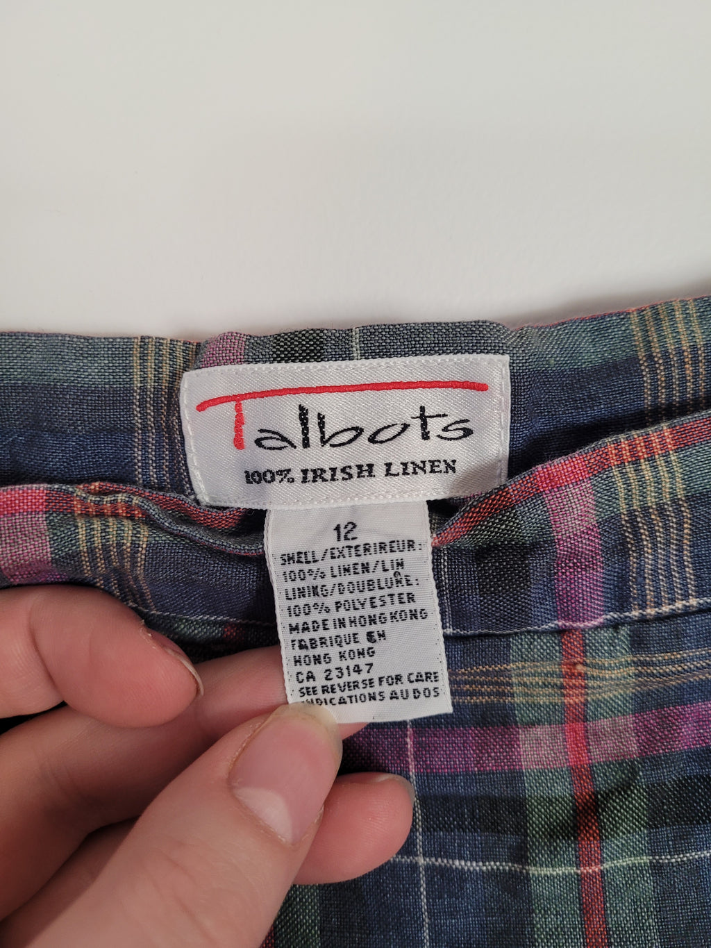 Vintage Talbots Irish Linen Plaid Skirt