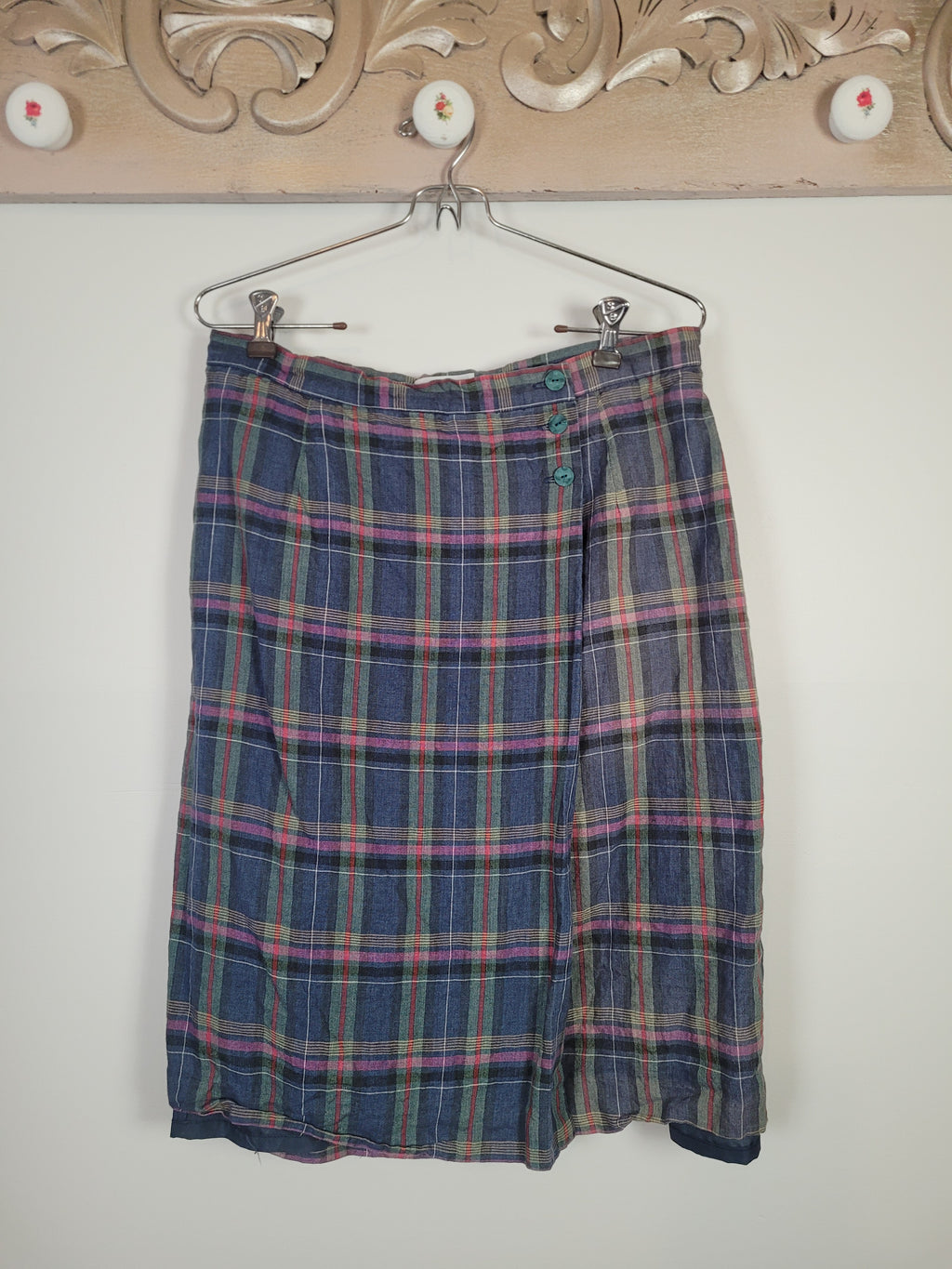 Vintage Talbots Irish Linen Plaid Skirt